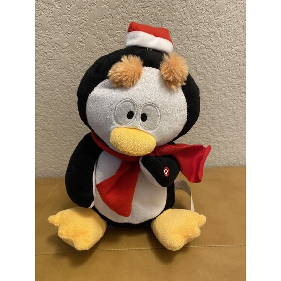 Gemmy Singing Animated Christmas Penguin Plush 12" Moving Eyebrows Works - Picture 1 of 5